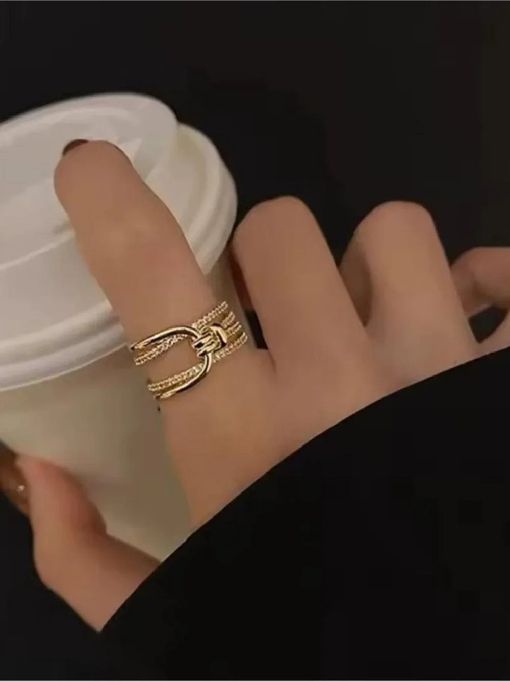 Gold Knot Pavé Open Band Ring